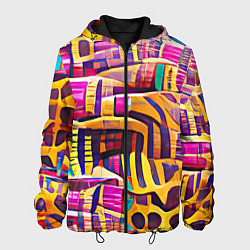Куртка с капюшоном мужская Африканские яркие мотивы, цвет: 3D-черный