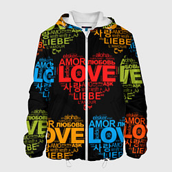 Куртка с капюшоном мужская Love, Amor, Любовь - Неон версия, цвет: 3D-белый