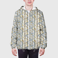 Куртка с капюшоном мужская Бежевые светлые узоры, цвет: 3D-белый — фото 2