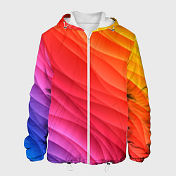 Куртка с капюшоном мужская Разноцветные цифровые волны, цвет: 3D-белый