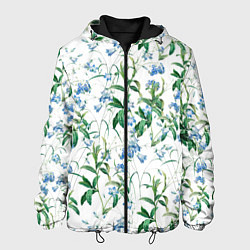 Куртка с капюшоном мужская Цветы Синие Незабудки, цвет: 3D-черный