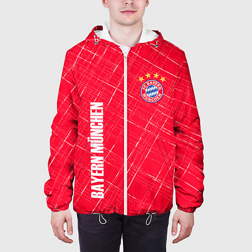 Мужская куртка Bayern munchen Абстрактно выцарапанный фон / 3D-Белый – фото 3