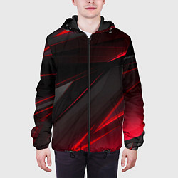 Куртка с капюшоном мужская Красно-черный фон, цвет: 3D-черный — фото 2