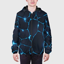 Куртка с капюшоном мужская Синие разломы, цвет: 3D-черный — фото 2