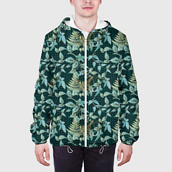 Куртка с капюшоном мужская Листья в 3D абстракция, цвет: 3D-белый — фото 2