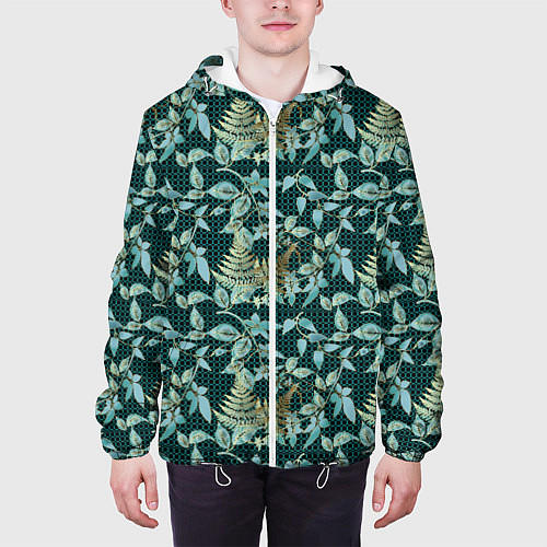Мужская куртка Листья в 3D абстракция / 3D-Белый – фото 3