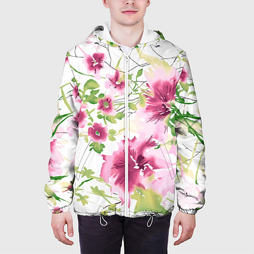 Мужская куртка Полевые цветы Акварель Лето / 3D-Белый – фото 3