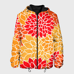 Куртка с капюшоном мужская Летний цветочный паттерн, цвет: 3D-черный