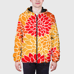 Куртка с капюшоном мужская Летний цветочный паттерн, цвет: 3D-черный — фото 2