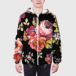Куртка с капюшоном мужская Розы в летней ночи Fashion trend, цвет: 3D-белый — фото 2