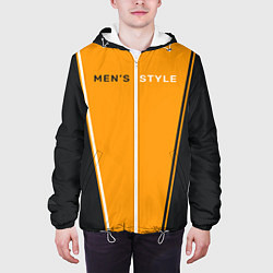 Куртка с капюшоном мужская Mens style мужской стиль - чёрный с оранжевым, цвет: 3D-белый — фото 2