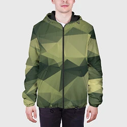 Куртка с капюшоном мужская 3д полигоны - камуфляж, цвет: 3D-черный — фото 2
