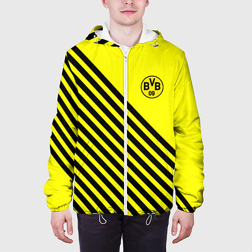 Мужская куртка Borussia черные полосы / 3D-Белый – фото 3