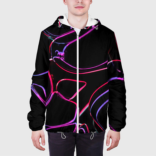 Мужская куртка Неоновые линзы во тьме - Розовый / 3D-Белый – фото 3