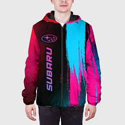 Куртка с капюшоном мужская Subaru Neon Gradient, цвет: 3D-черный — фото 2