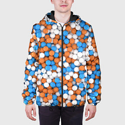 Куртка с капюшоном мужская Глянцевые Разноцветные Шарики, цвет: 3D-черный — фото 2