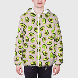 Куртка с капюшоном мужская Авокадо, текстильный паттерн, цвет: 3D-белый — фото 2
