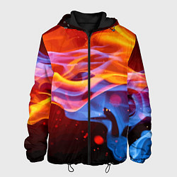 Куртка с капюшоном мужская Огонь и вода Стихия Абстракция, цвет: 3D-черный