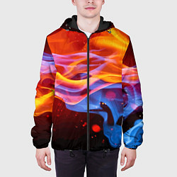 Куртка с капюшоном мужская Огонь и вода Стихия Абстракция, цвет: 3D-черный — фото 2