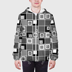 Куртка с капюшоном мужская Geometric shapes черно-белый, цвет: 3D-белый — фото 2