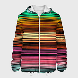 Куртка с капюшоном мужская Multicolored thin stripes Разноцветные полосы, цвет: 3D-белый
