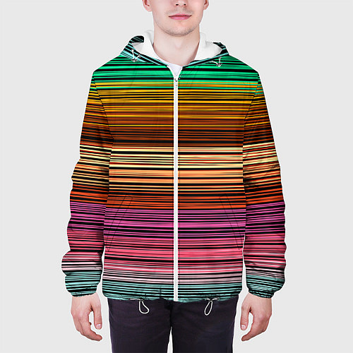 Мужская куртка Multicolored thin stripes Разноцветные полосы / 3D-Белый – фото 3