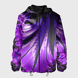 Мужская куртка Неоновый фрактал черный с фиолетовым Абстракция