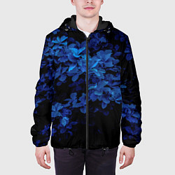 Куртка с капюшоном мужская BLUE FLOWERS Синие цветы, цвет: 3D-черный — фото 2