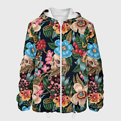 Мужская куртка Паттерн из цветов, черепов и саламандр