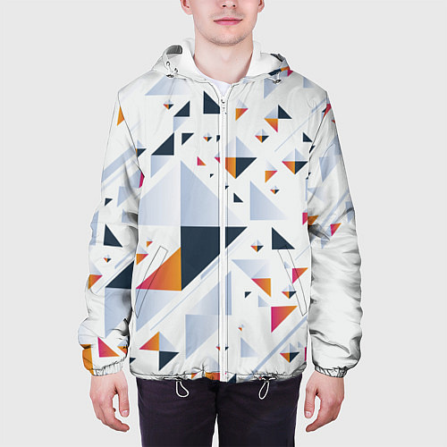 Мужская куртка Абстрактные Треугольные Формы / 3D-Белый – фото 3