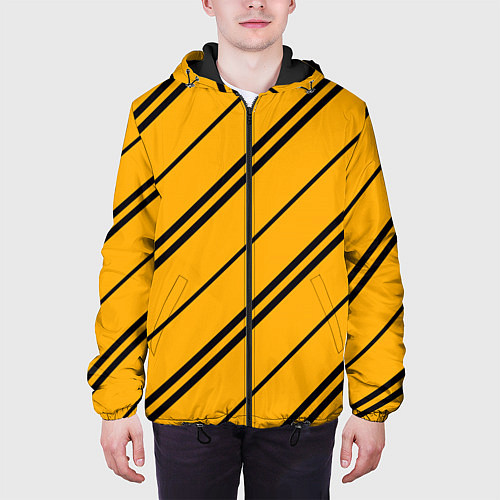 Мужская куртка Полосы желтые черные / 3D-Черный – фото 3