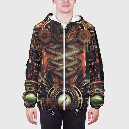 Мужская куртка Mechanical device in Steampunk Retro style / 3D-Белый – фото 3