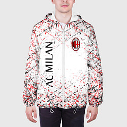 Куртка с капюшоном мужская Ac milan logo, цвет: 3D-белый — фото 2