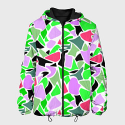 Куртка с капюшоном мужская Abstract pattern green pink spots, цвет: 3D-черный