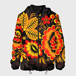Мужская куртка Хохломская Роспись Цветы На Тёмном Фоне