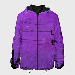 Куртка с капюшоном мужская Сиреневое небо с проводами, цвет: 3D-черный