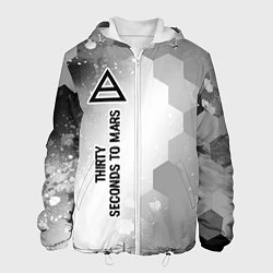 Куртка с капюшоном мужская Thirty Seconds to Mars Glitch на светлом фоне, цвет: 3D-белый