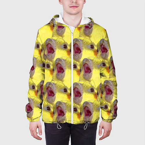 Мужская куртка Попугай Корелла Орёт Мем / 3D-Белый – фото 3