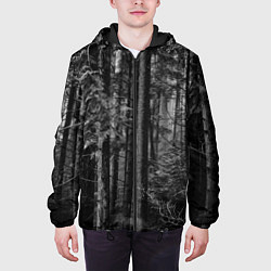 Куртка с капюшоном мужская Темный жуткий лес, цвет: 3D-черный — фото 2