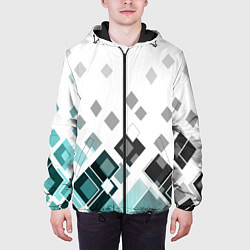 Куртка с капюшоном мужская Geometric pattern Геометрический узор ромбы, цвет: 3D-черный — фото 2
