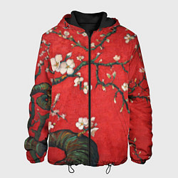 Куртка с капюшоном мужская Цветущий миндаль, цвет: 3D-черный