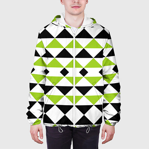 Мужская куртка Geometric shapes triangles треугольники / 3D-Белый – фото 3