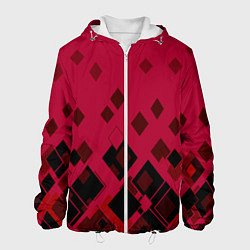 Куртка с капюшоном мужская Геометрический узор в красно-черных тонах, цвет: 3D-белый