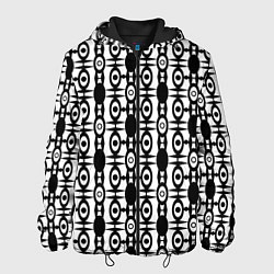 Куртка с капюшоном мужская Черно-белый современный узор, цвет: 3D-черный