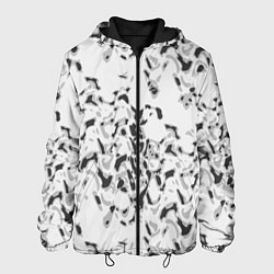 Куртка с капюшоном мужская Пятнистый абстрактный узор в светло-серых тонах, цвет: 3D-черный