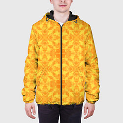 Куртка с капюшоном мужская Желтый абстрактный летний орнамент, цвет: 3D-черный — фото 2