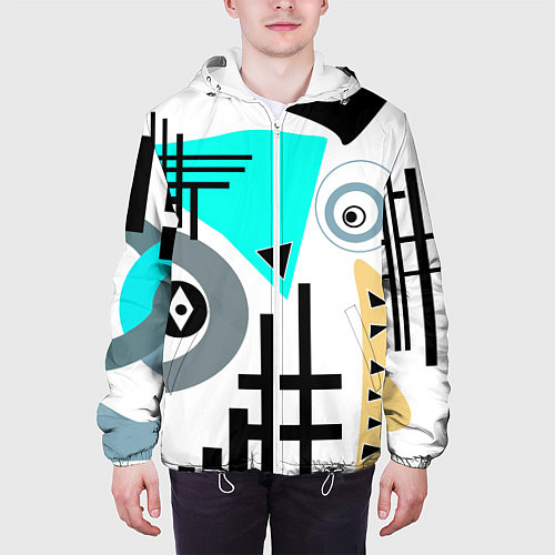 Мужская куртка Абстрактный современный дизайн / 3D-Белый – фото 3