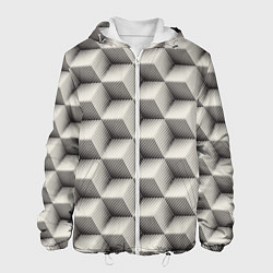 Куртка с капюшоном мужская 3D Куб Оптическая иллюзия 3D Cube, цвет: 3D-белый