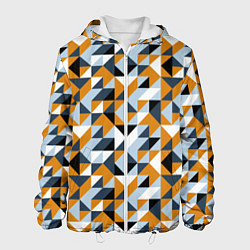 Куртка с капюшоном мужская Полигональный геометрический узор, цвет: 3D-белый