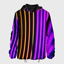 Куртка с капюшоном мужская Неоновые линейные фонари - Фиолетовый, цвет: 3D-черный